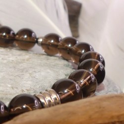 Bracelet quartz fumée - perles 8mm