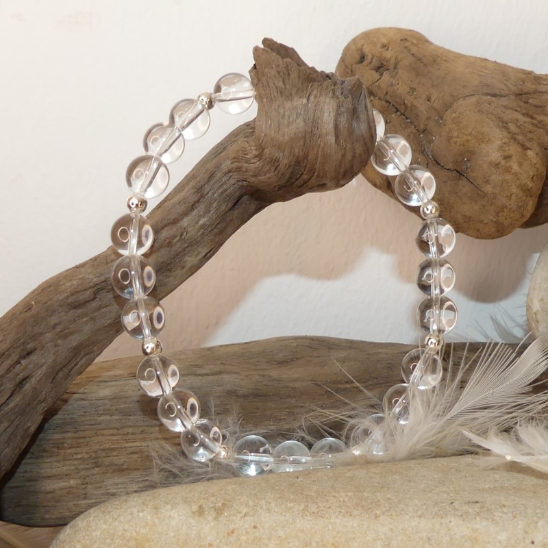 Bracelet cristal de roche - perles 8mm