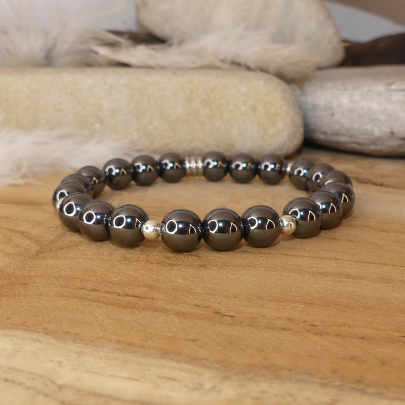 Bracelet hématite - perles 8mm