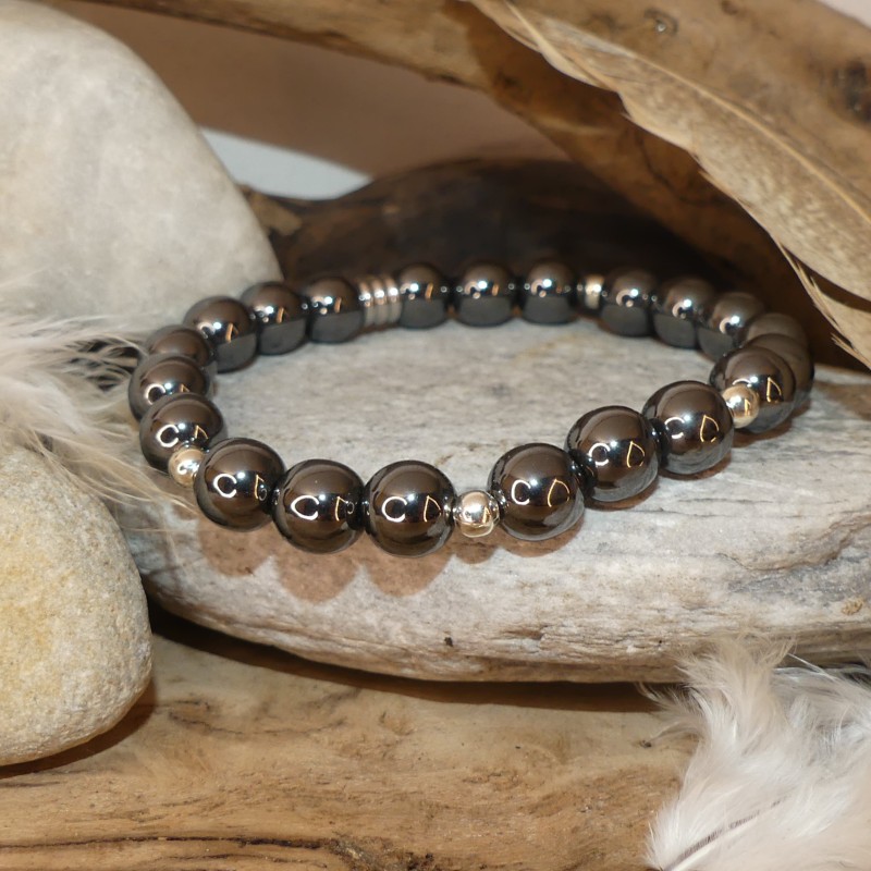 Bracelet hématite - perles 8mm