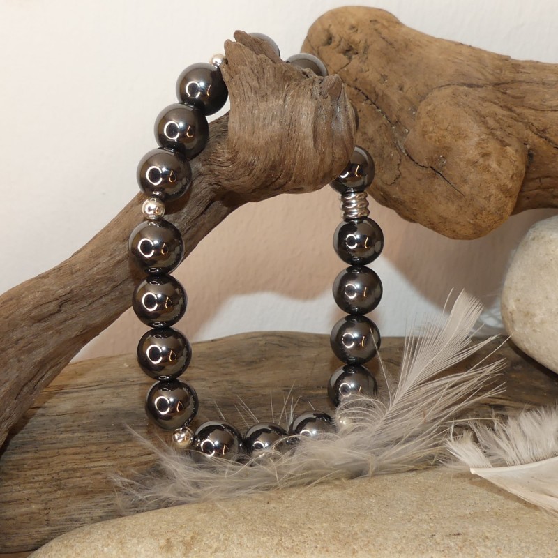 Bracelet hématite - perles 10mm