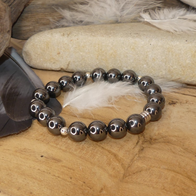 Bracelet hématite - perles 10mm